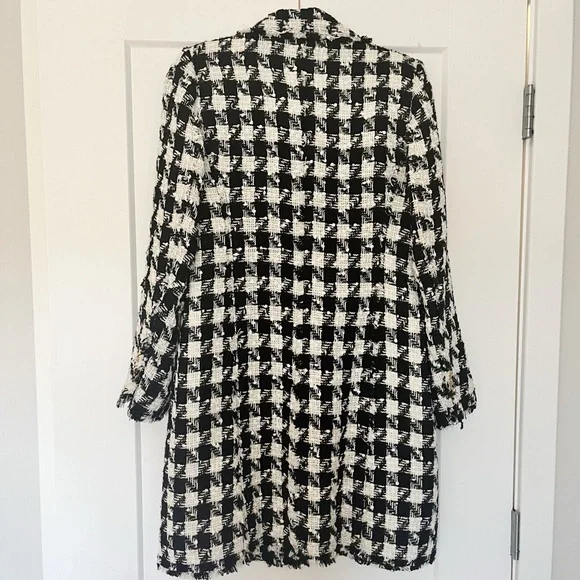 ZARA Houndstooth Double Breasted Boucle Jacket Size M - Picture 6 of 7